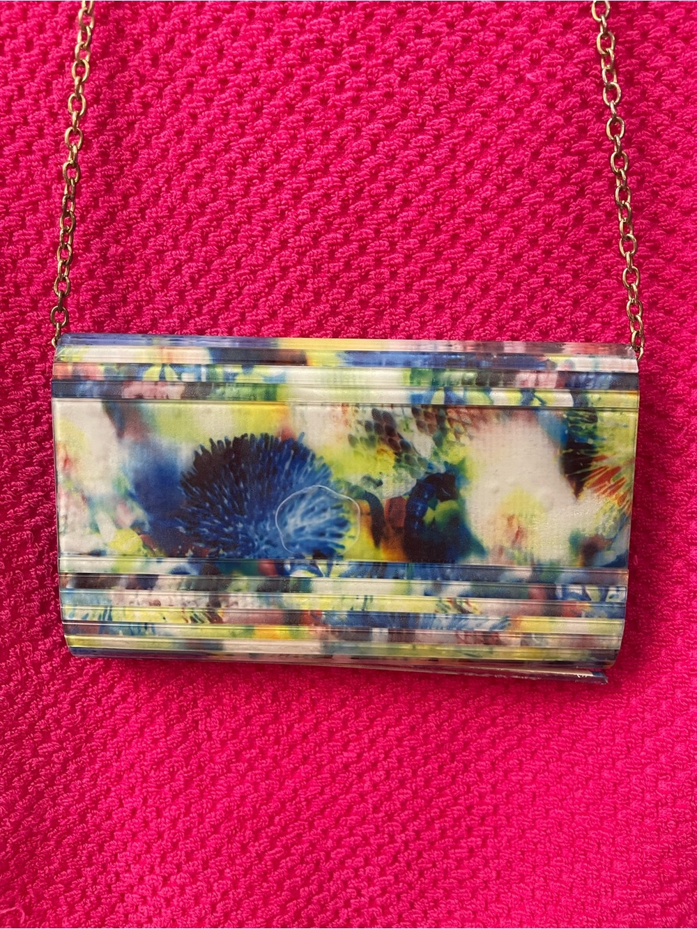 Multicolor Floral Print Chain Clutch - Women - Picture 2 of 4